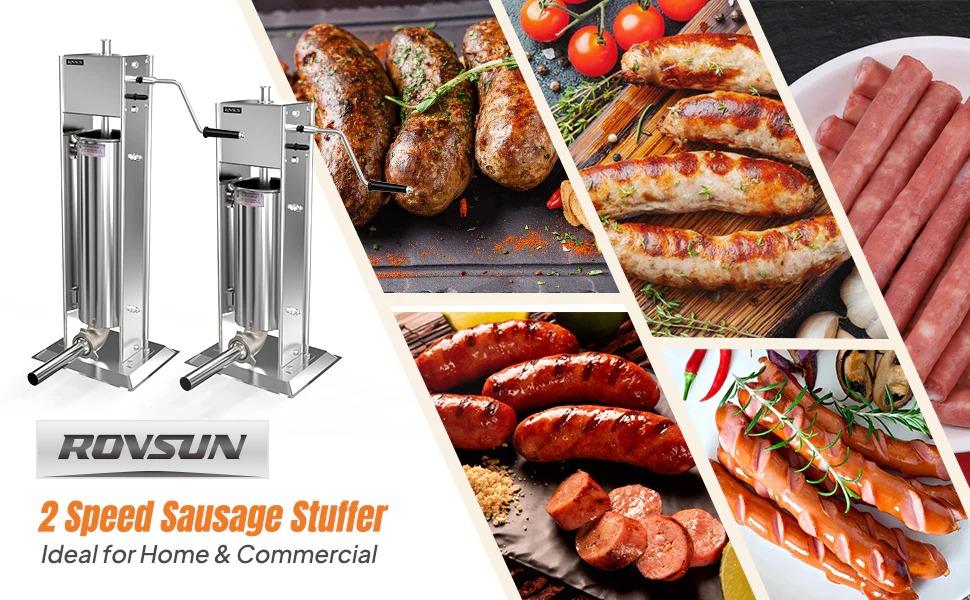 [TOP RATED - FLASH SALE] ROVSUN 11 lbs Manual Sausage Stuffer with 5 Stuffing Tubes