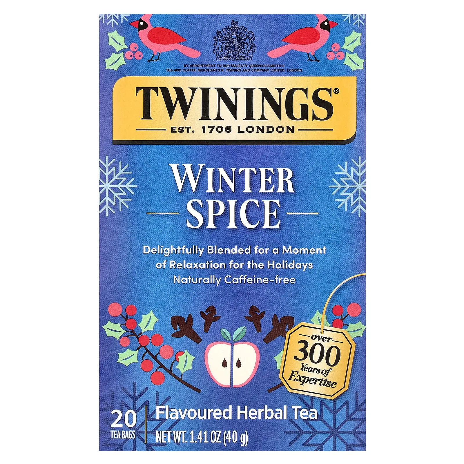 Twinings Flavored Herbal Tea, Winter Spice, Caffeine Free, 20 Tea Bags, 1.41 oz (40 g)