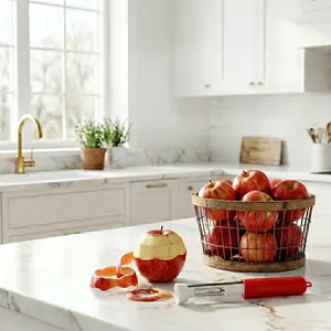 2 in 1 Apple Peeler and Corer Tool, Stainless Steel Fruit Core Remover, Easy Twist Fruit Prep Gadget for Apples, Pears, Veggies, Dishwasher Safe Kitchen Accessory