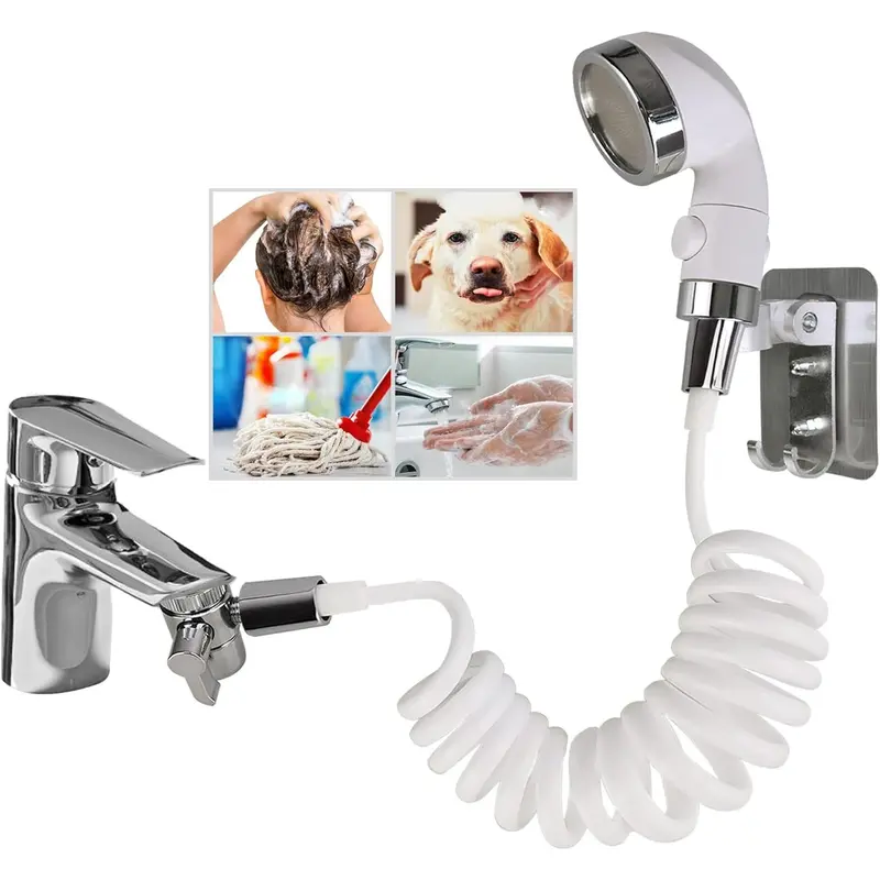 Sink Hose Sprayer Attachment for Faucet,Shower Head Sink Hose Attachment for Pets Dog Rinse, Hair Washing Rooms, Kitchens, Bathrooms, Laundry Rooms