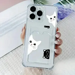 Cute Cat Pattern Phone Case, Decorative Phone Protector Cover, Phone Accessories Compatible with iPhone 11 12 13 14 15 Pro Max 14 15 Plus, Casing
