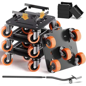 Furniture Movers with Wheels, Upgraded Guardrails for No Slips, Heavy Duty Furniture , Furniture Sliders with Wheels, Furniture Lifter Tool Included (Orange, 6.3" x 6.3" Pro)