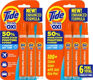 Tide Oxi Instant Stain Remover Pen - Portable, Travel-Friendly Household Cleaner, 3-Count (Pack of 2), Effective on Food & Drink Stains, Fits in Purses & Bags, No Mess, No Fuss, Safe & Bleach-Free