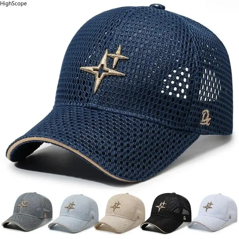 Casual Star Embroidered Baseball Cap, Unisex Breathable Mesh Dad Hat for Outdoor and Daily Wear, Casual Baseball Cap, Mesh Pvc, Casual Sports Hat, Christmas