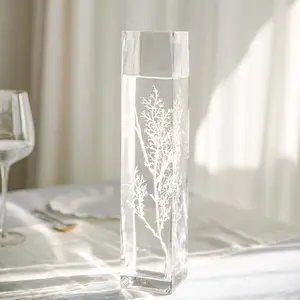 12-Pack Glass Cylinder Vases Square Clear - Durable Heavy Duty Floral Centerpieces for Weddings 14"