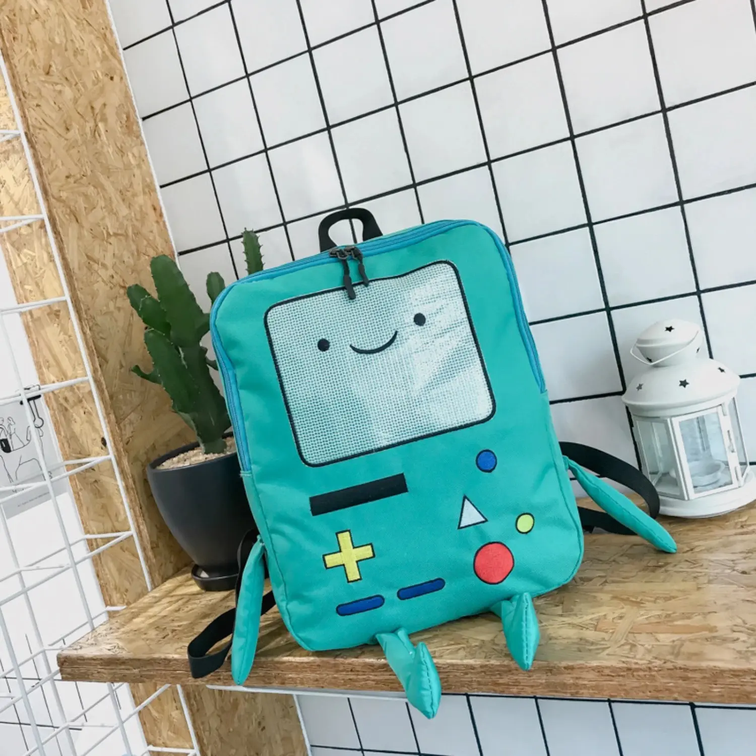 Cute Rainbow BMO Land Backpack, Oxford Spin  Bookbag, Perfect School Bag For Teens