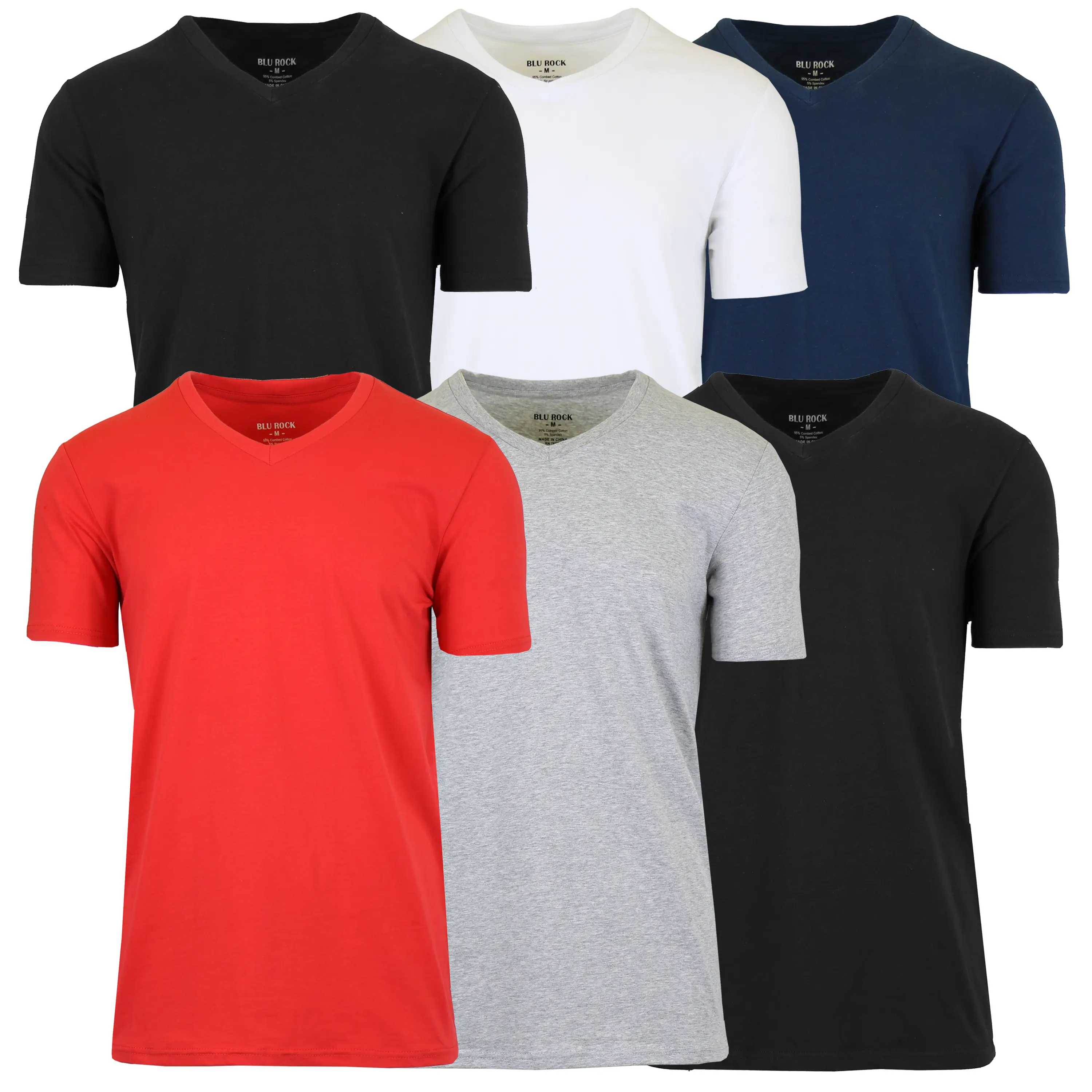 (V-Neck Stretch) Black-Black-Grey-Navy-Red-White