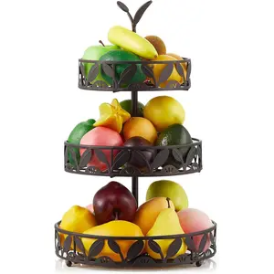 3 Tier Fruit Basket for Kitchen, Fruit Bowl Holder, Detachable Fruit Storage Baskets Stand for Counters Kitchen Countertop Dining Table