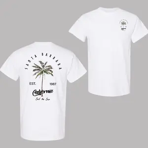Santa Barbara California T-Shirt, Vintage Palm Tree Surf the Sun Tee, Est. 1987 Retro Summer Shirt for Men and Women Top Womenswear