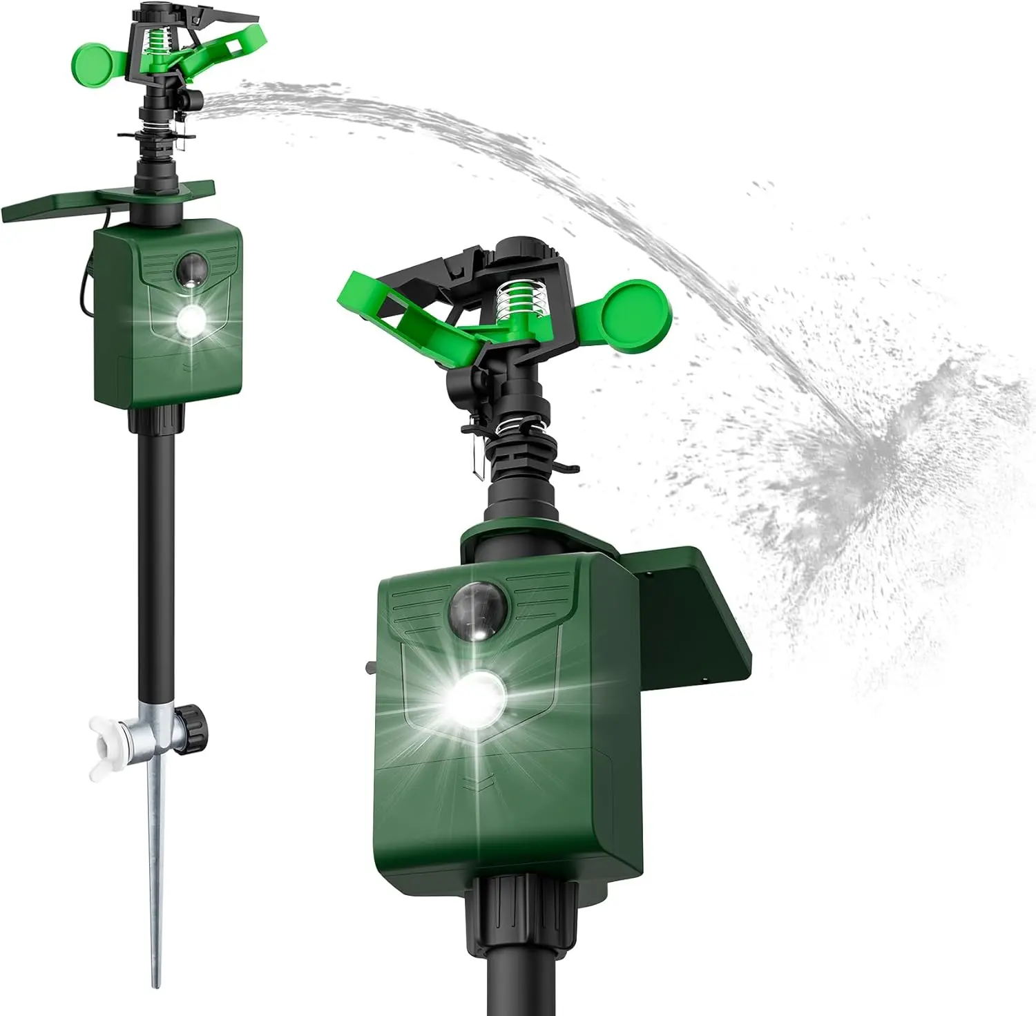 Solar Motion Activated Sprinklers for Animal Deterrent, 2 Pack Cat Repellent Animal Sprinkler Repeller with Motion Sensor Flashing Lights Deer Rabbit Bird Squirrel for Yard Lawn Farm Backyard