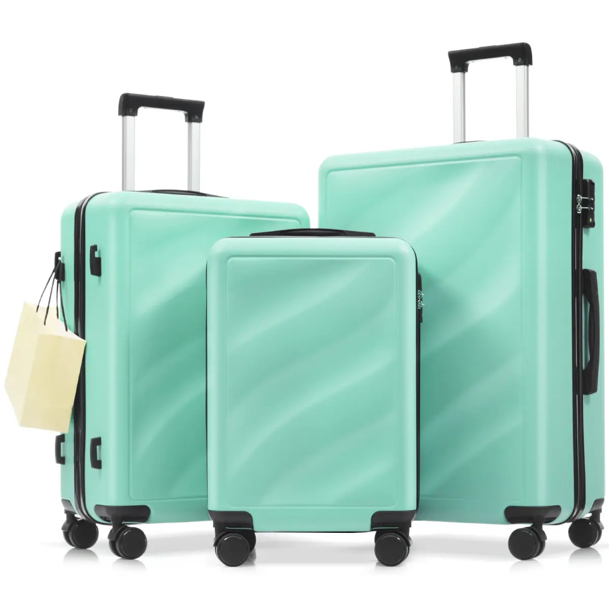 3-in-1 Durable Textured ABS Hardshell Luggage Set - Lightweight 20" Carry-On, 24"/28" High-Capacity 4-Wheel Checked Luggage with Locking 360° Spinner Wheels & Handle for Extended Travel, 3-In-1 Checked Luggage, Durability Checked Luggage