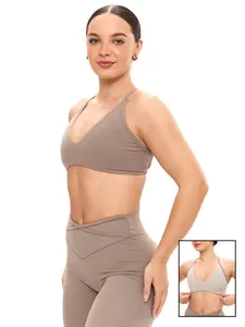 Girlfriend Reversible Sports Bra - Chai Latte and Chamomile