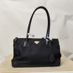 Pre-owned PRADA Re Edition 2000 Hobo Mini Classic Silver Tone Triangle Logo Zip Closure Re Nylon Shoulder Bag Underarm Bag Women Black
