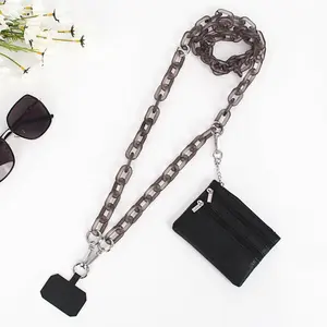 Ice Chain Phone Lanyard with Detachable Zipper Pouch - Adjustable Crossbody & Neck Strap for Smartphones, Keys, Cards - Fashionable Anti-Drop & Anti-Theft Accessory for Women & Men