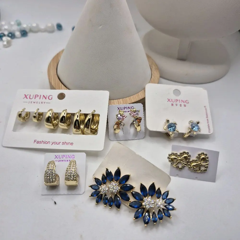 mayoreo 6pcs earrings earhoops bundle plated gold 14k