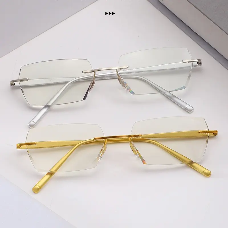 Smart Color-Changing Frameless Reading Glasses for Women Anti-Blue Light Business Thin Reading Glasses for Men