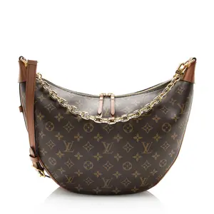 Pre-owned Louis Vuitton Leather Shoulder Bags Monogram Canvas Loop Hobo