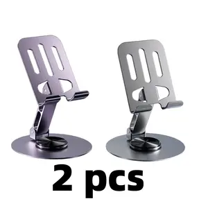2Pcs Cell Phone Stand,Newest 360° Rotatable Dual Folding Cell Phone Stand for Desk, Fully Adjustable Foldable Desktop Phone Holder Cradle Dock Compatible All Phones