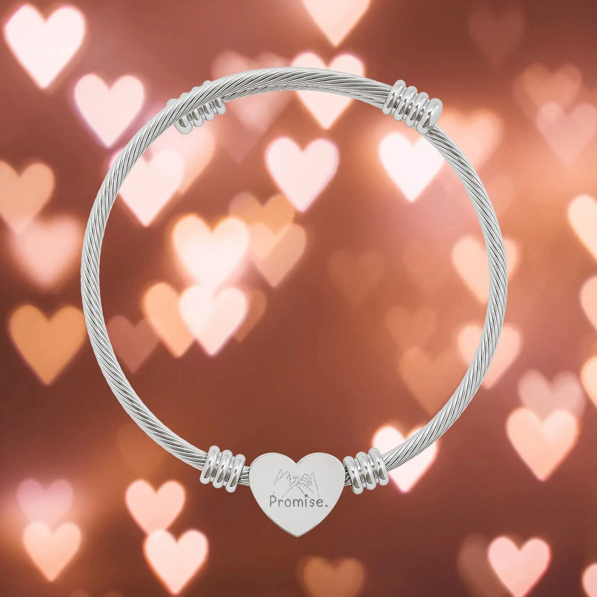 Pinky Promise "Promise" Heart Cuff Bracelet — Love Gift