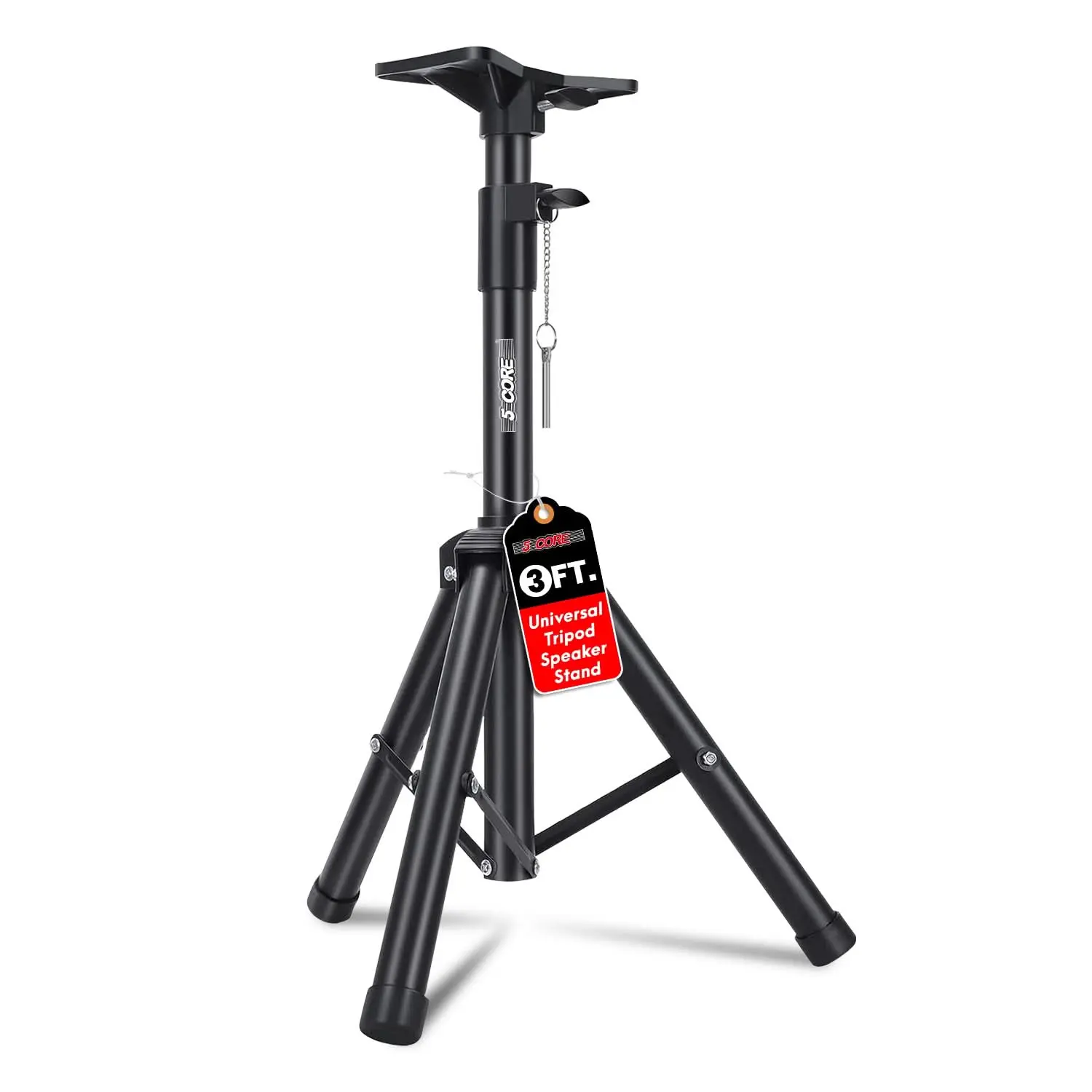 5 Core Metal Speaker Stand, 3Ft Adjustable Durable Foldable PA DJ Tripod Studio Monitor Stand with 35mm Insert Mount, Audio & Video Accessories