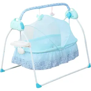 Electric Baby Crib Cradle, 0-18 MonthsInfant Bed Auto Swing with Music, 25KG/55LBS Capacity, Foldable Baby Bassinet, Blue