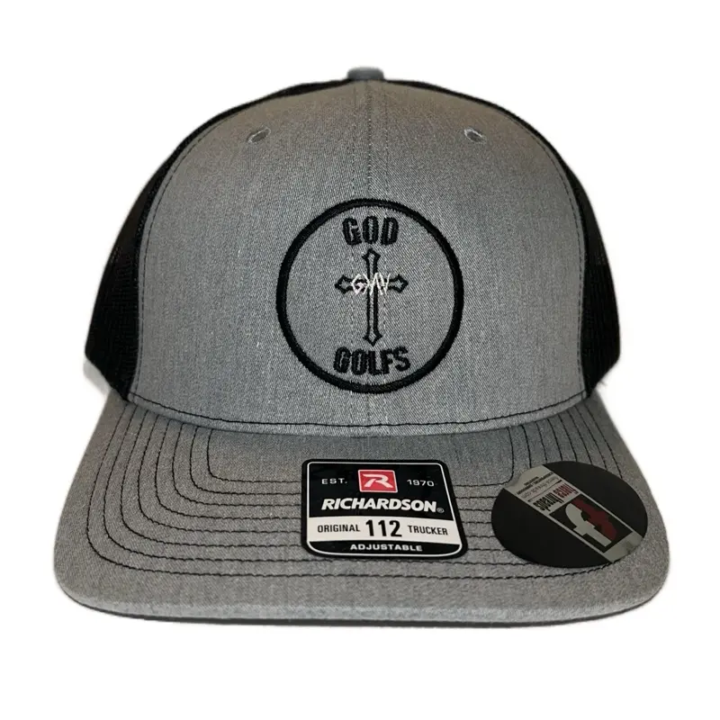 Richardson Grey God Golfs Snapback with Black Back & Logo Adjustable Baseball Cap Original Trucker 112
