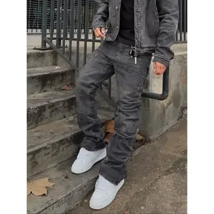 Men’s stretch-wash solid-color slim-fit high-street Korean-style denim pants, casual plain-color pattern, suitable for all seasons, minimalist jeans GARMENTARY