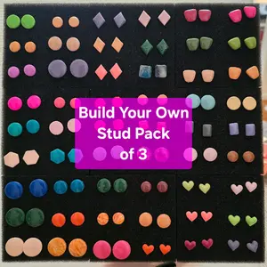 Build Your Own Stud Pack of 3 on LIVE Handcrafted Clay Earrings in Vibrant Colors and Unique Shapes