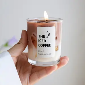 Matcha Jelly Wax Ice Coffee Cup Scented Candle Aroma, Smoke-Free Romantic Candlelight Atmosphere, Bedroom Fragrance, Home Fragrances, Valentine's Day Gift, Decoration