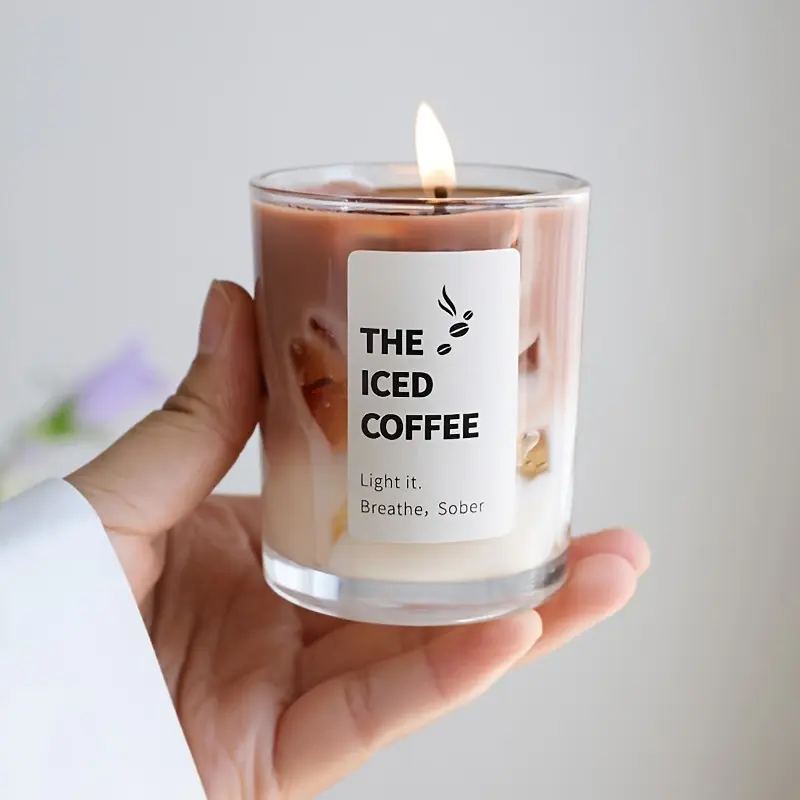 Matcha Jelly Wax Ice Coffee Cup Scented Candle Aroma, Smoke-Free Romantic Candlelight Atmosphere, Bedroom Fragrance, Home Fragrances, Valentine's Day Gift, Decoration, Candles Scented