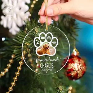 Personalized Memorial Pet Photo Acrylic Ornament Temp, Christmas Tree Decoration, Decor Home, 2D Flat