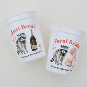 Custom Feral Bride Party Cups, Just Feral Bachelorette, Raccoon Bridal Party, Wild Bach Party Cups