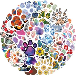 Dog Paw Print Sticker, 50pcs/set Waterproof Vinyl Decal, Decorative Sticker for Water Bottle, Laptop, Luggage, Cup, Computer, Mobile Phone, Skateboard