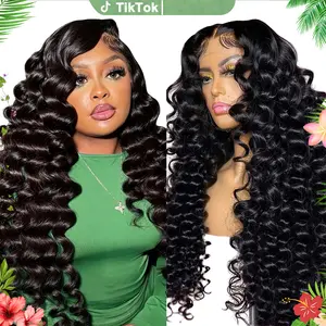 32 Inch Loose Wave Lace Front Wigs Blended Human Hair 220% Density 13x4 HD Lace Frontal Wig Glueless Pre Plucked with Baby Hair Soft Full Lace Front Wigs for Women Daily Wear