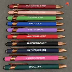 10Pcs Sassy Office Pen Set, Funny Sarcastic Ballpoint Pens with Stylus Tip, Rose Gold Metal Clip, Smooth Writing Desk Pens for Coworkers, Boss, Nurses, Teachers, Work Gifts