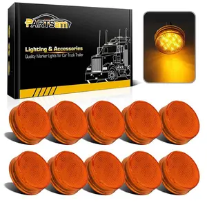 Partsam 10pcs 2.5" Round Amber Trailer 13LED Side Marker, 2.5 Inch Clearance Lights for Trailer Truck, Sealed Waterproof, 12V