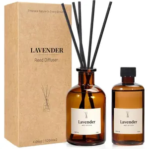 Reed Diffuser Set, 8.12 fl.oz Lavender Scented Oil Diffuser with Sticks, Up to 120 Days,   Reed Diffuser for Bathroom Office Shelf Decor & Room Fresheners, 2 Pack