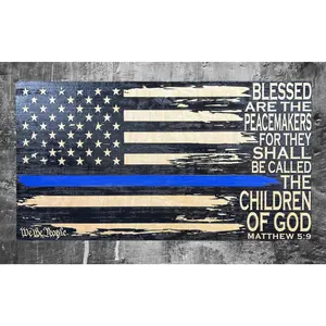 Police officer Flag/Peacemakers/wood thin Blue Line Flag/custom engraved