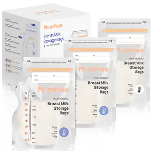 Sterile Breastmilk Storage Bag with Pour Spout 8 Ounce, Temp-Sensing Color Change, Fast Freeze & Thaw Breast Milk Bags for Baby Bottle Feeding, No-Leak Milk Freezer Storage Pouches