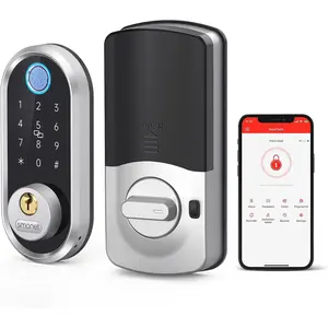 Door Lock - Deadbolt Touchscreen Biometric Bluetooth Door Lock Deadbolt Compatible with Alexa for Homes and Hotel Silver