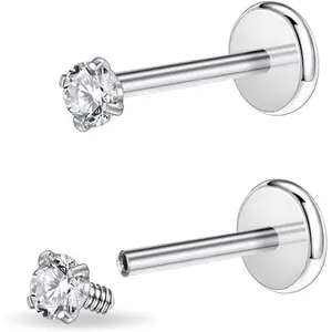 16g/18g Surgical Steel Internal Thread CZ Stud Piercing Jewelry for Tragus/Nose/Helix/Conch/Medusa/Lip/Labret - Helix Tragus Cartilage Earring for Women Me