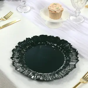 20-Pack Hunter Emerald Green Reef Design Plastic Plates – 10" Dinner Party Plates – Elegant Disposable Tableware