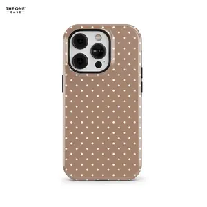 Mocha Brown Polka Dot Phone Case for iPhone 16 15 14 13 12 11 Pro Max