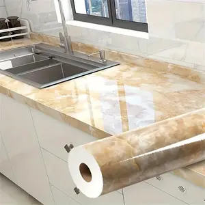 One roll[23.62*393.70 in]1 roll of elegant marble pattern self-adhesive kitchen wallpaper - waterproof, oil resistant, heat-resistant, easy to cut, suitable for countertops, furniture and home decoration, decorative wallpaper grid sticker