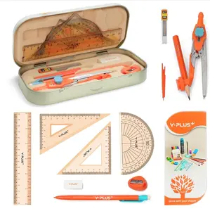 Geometry Set for Students, Math Protractor Compass with Rulers Mechanical Pencil, Box of Protactors Kit for Class Supplies and School Kids Toddler