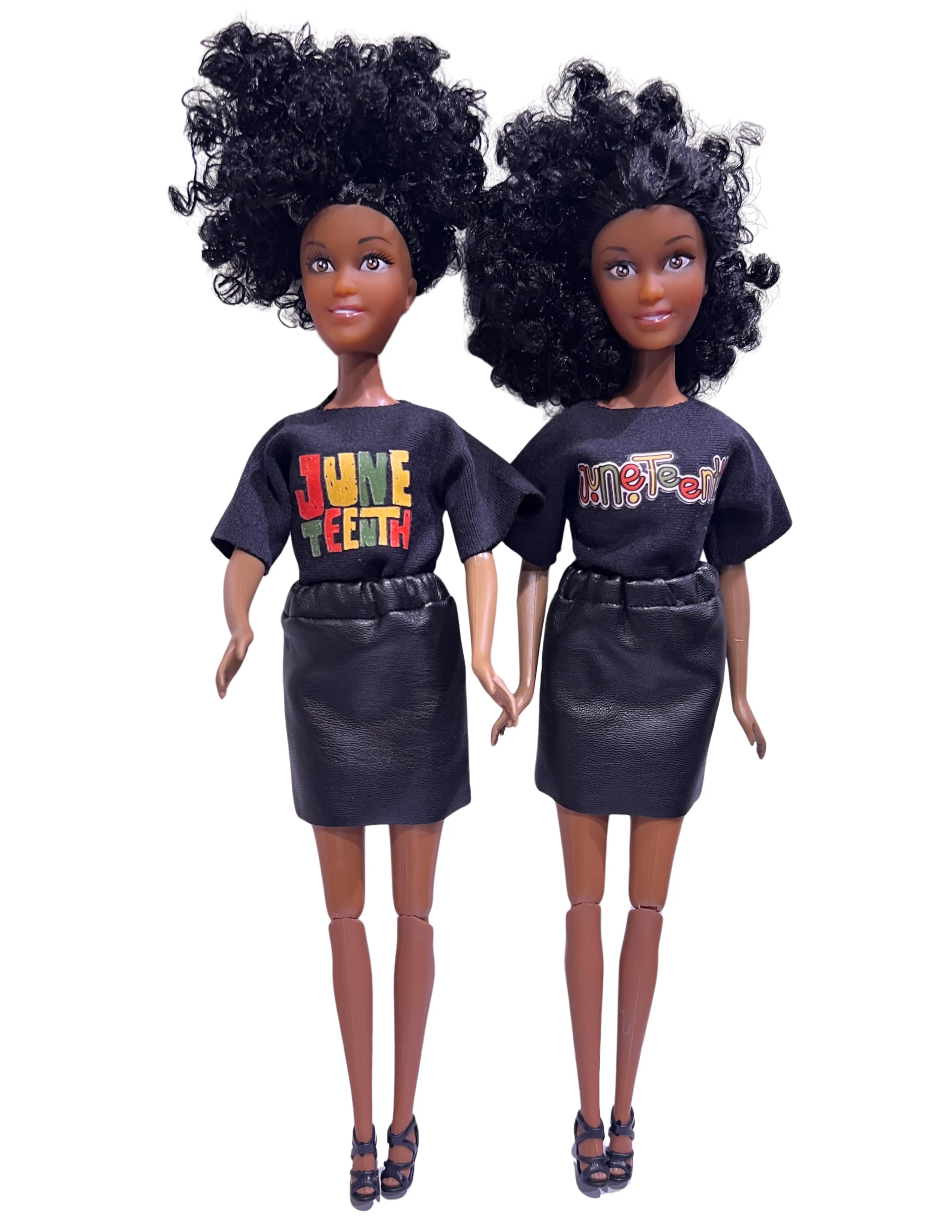 Juneteenth 2-Pack African American Fashion Dolls for Black Girls, Featuring Red, Green & Yellow T-Shirts for Juneteenth Commemoration