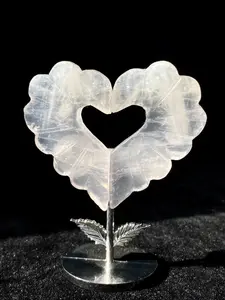 1pc Natural Crystal Heart Ornament with Stand, Unique Crystal Decor for Home Office Desk, Creative Gift for Mother's Day, Perfect Present