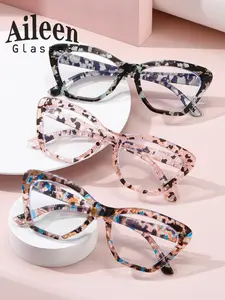 Fashion Tortoiseshell Pattern Eyeglasses, Trendy Cat Eye Frame Eyeglasses for Women & Men, Fashion Eyeglasses for Work, Daily Clothing Decor, for Student Daily Use