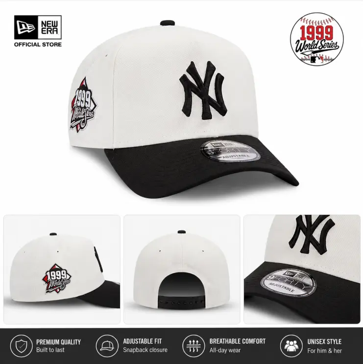 White & Black Embroidered Baseball Cap – Adjustable Curved Brim Snapback Hat, Premium Unisex Casual Streetwear Outdoor