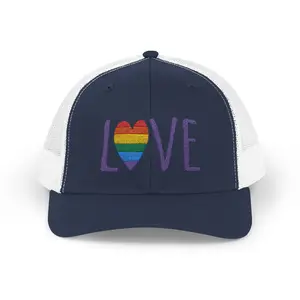 Yupoon LOVE Rainbow Snapback Trucker Cap - Structured Mid-Profile Design with Adjustable Plastic Snap Closure & Breathable Mesh Back